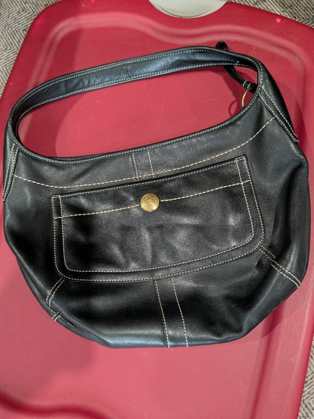 Vintage Coach Ergo Hobo 11283 Black Leather Shoulder Bag Y2K Brass Purse
